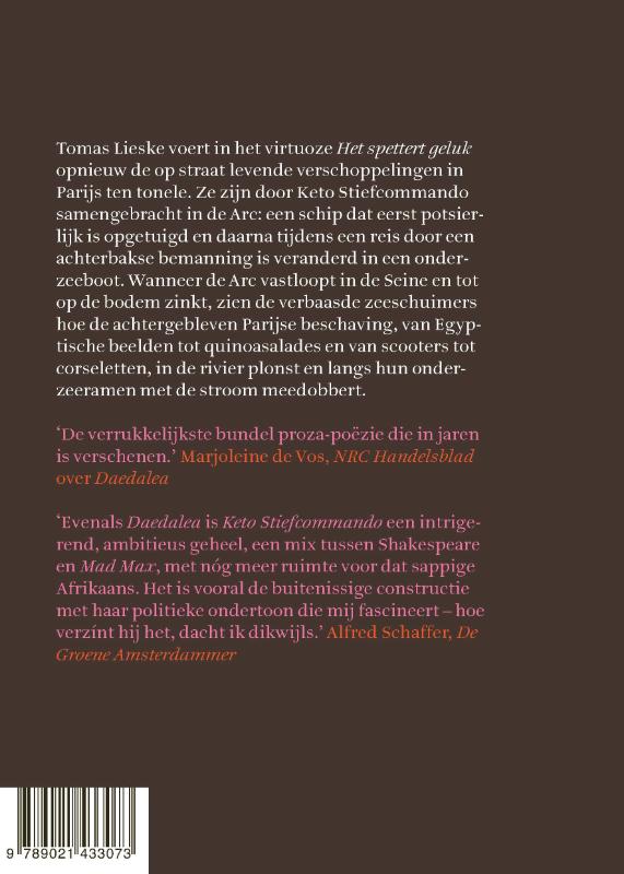 Achterkant van Het spettert geluk