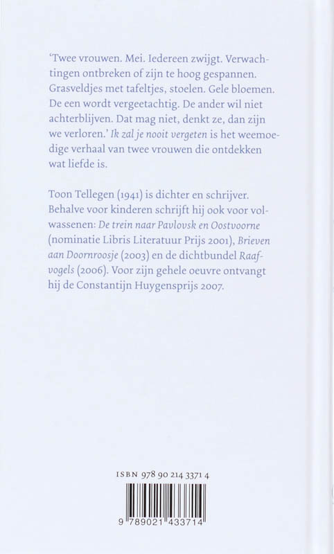 Achterkant van Ik zal je nooit vergeten