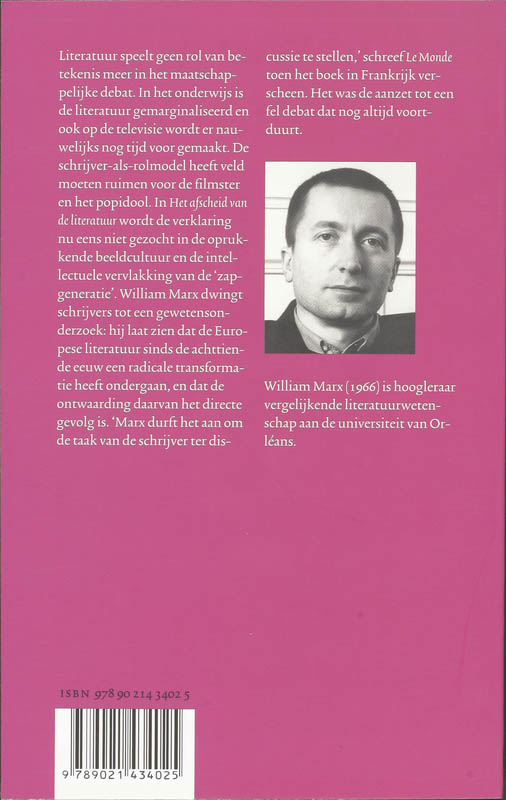 Achterkant van Het afscheid van de literatuur