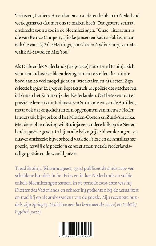 Achterkant van De eerste bloemlezing van de Nederlandse poëzie