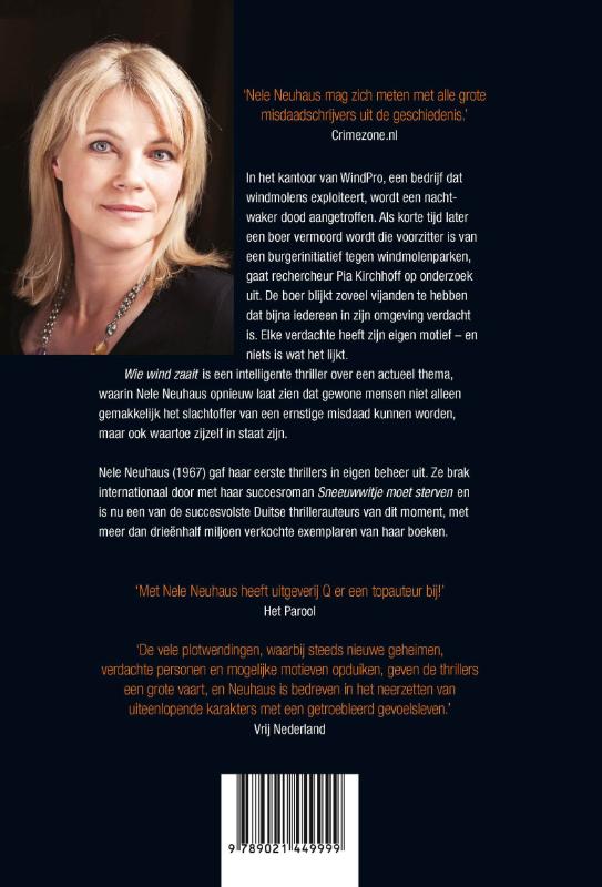 Achterkant van Wie wind zaait