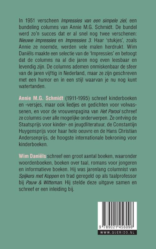 Achterkant van Impressies van een simpele ziel