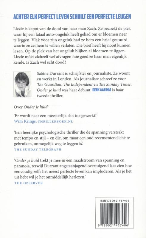 Achterkant van Denk aan mij