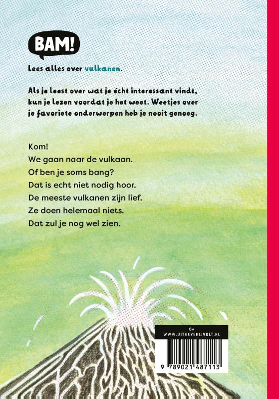 Achterkant van Val niet in de vulkaan!