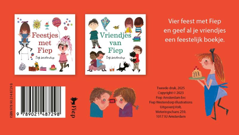 Achterkant van Feestjes met Fiep & Vriendjes van Fiep uitdeelboekjes