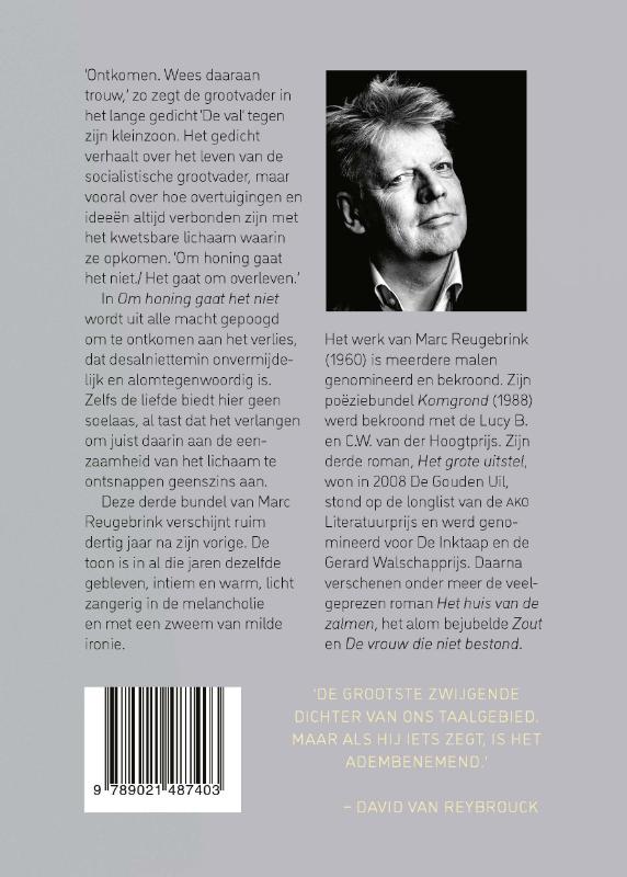 Achterkant van Om honing gaat het niet