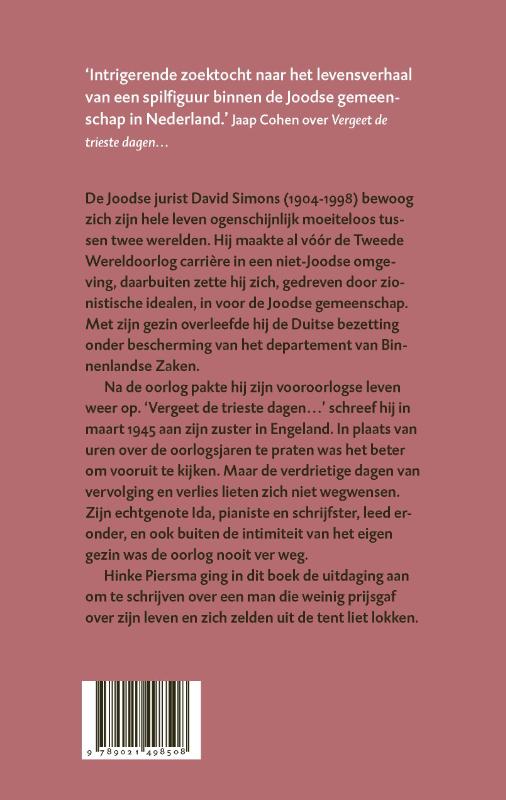 Achterkant van Vergeet de trieste dagen…