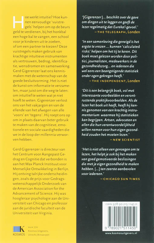 Achterkant van De kracht van je intuitie