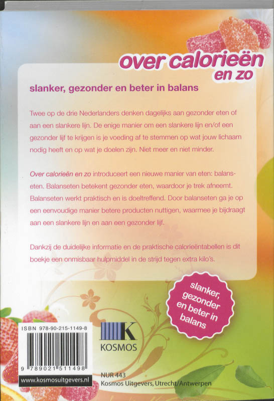 Achterkant van Over calorieen enzo