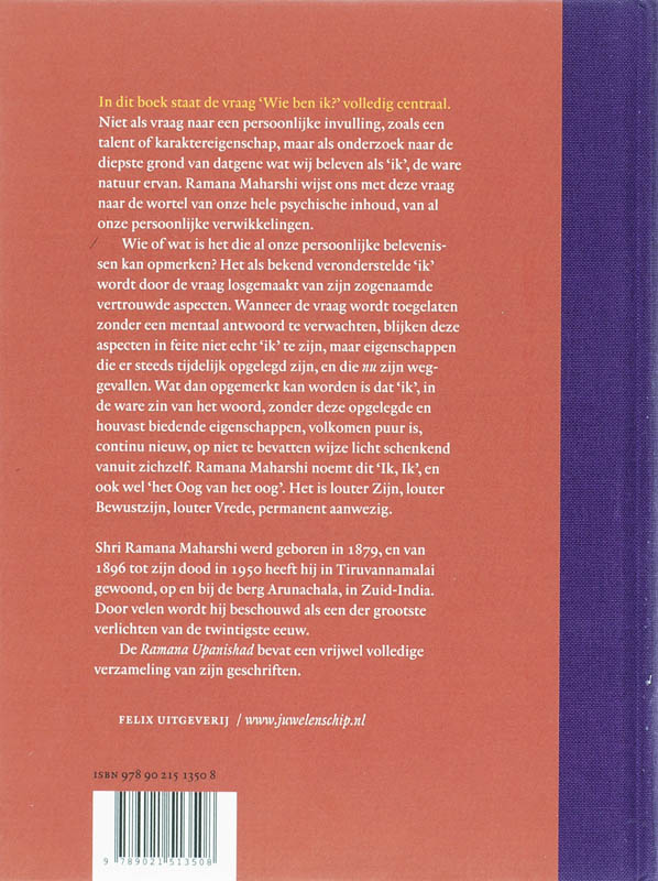 Achterkant van Ramana Upanishad