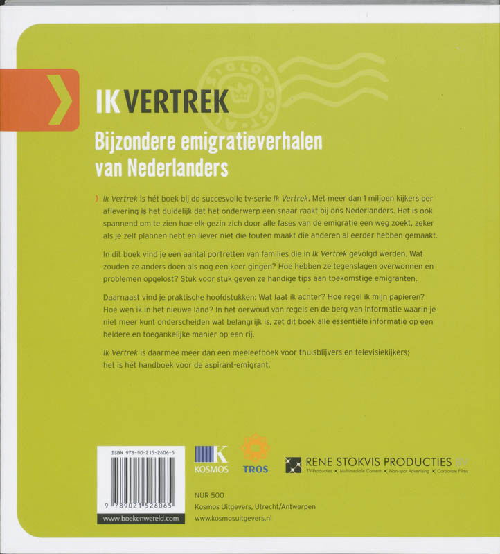 Achterkant van Ik vertrek