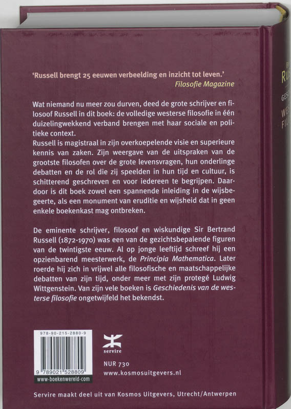 Achterkant van Geschiedenis van de westerse filosofie