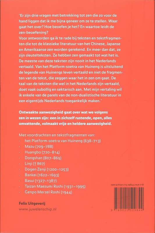 Achterkant van Ontwaakte aanwezigheid