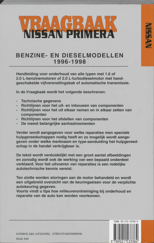 Achterkant van Benzine- en dieselmodellen 1996-1998