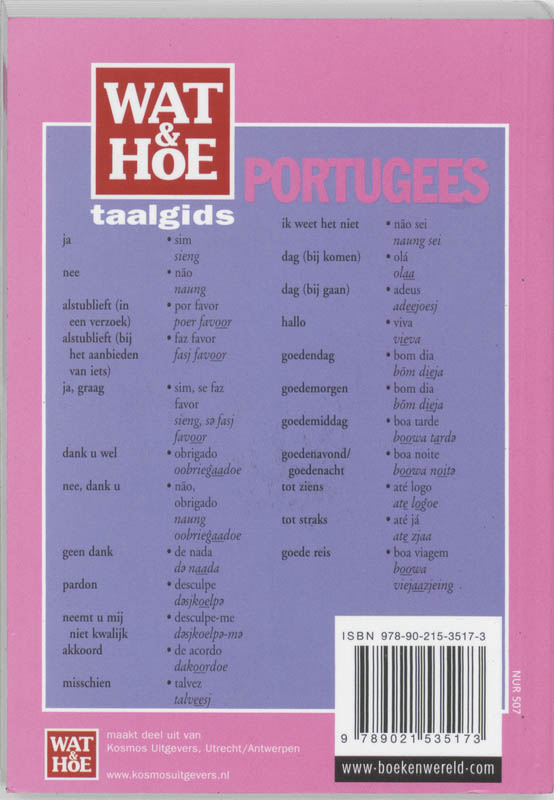 Achterkant van Wat & Hoe taalgids Portugees