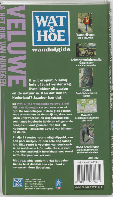 Achterkant van Wat & Hoe wandelgids Veluwe & het Rijk van Nijmegen