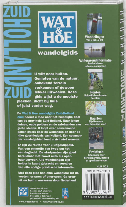 Achterkant van Wat & Hoe wandelgids Zuid-Holland Zuid
