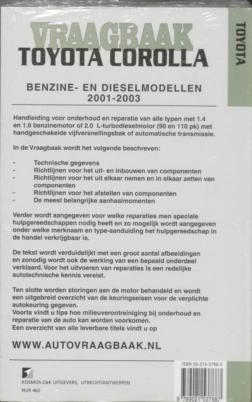 Achterkant van Benzine- en dieselmodellen 2001-2003