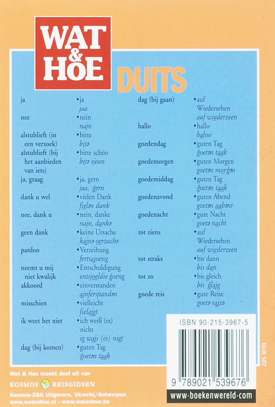 Achterkant van Duits