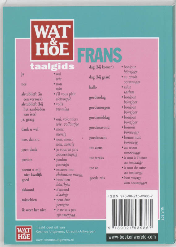 Achterkant van Wat & Hoe taalgids Frans