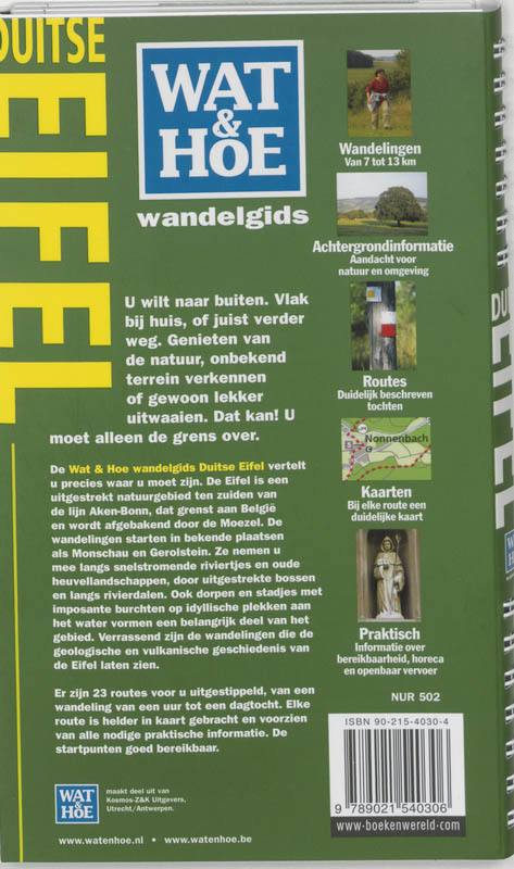 Achterkant van Wat & Hoe wandelgids Duitse Eifel