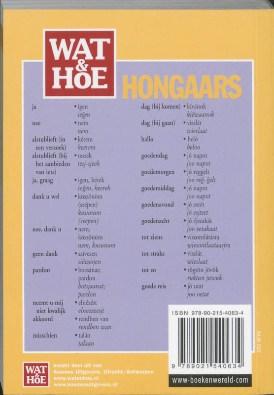 Achterkant van Hongaars