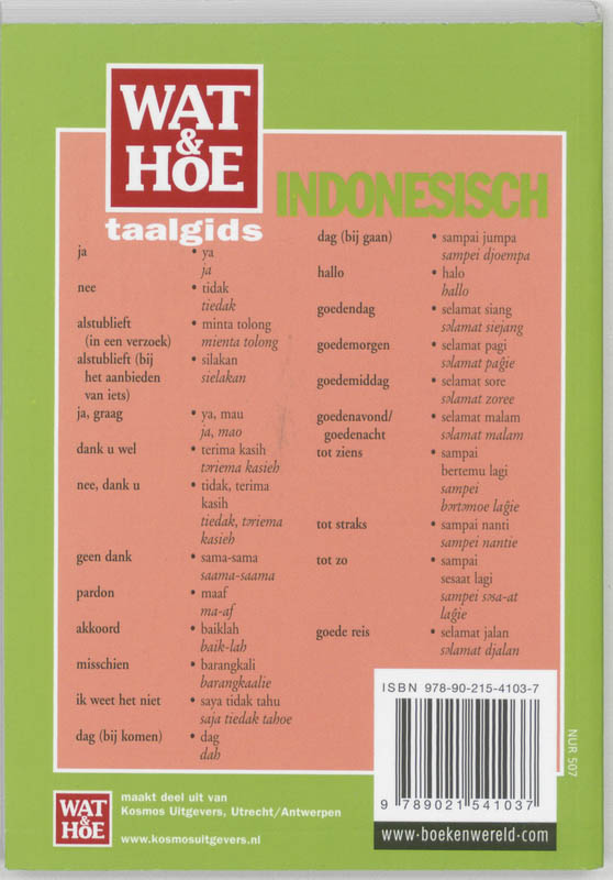 Achterkant van Wat & Hoe taalgids Indonesisch