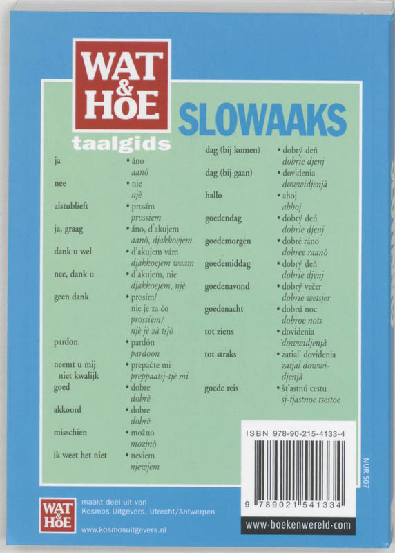 Achterkant van Wat & Hoe taalgids Slowaaks