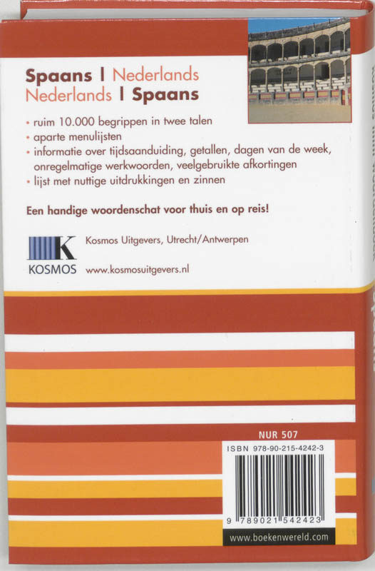 Achterkant van Spaans-Nederlands-Nederlands-Spaans