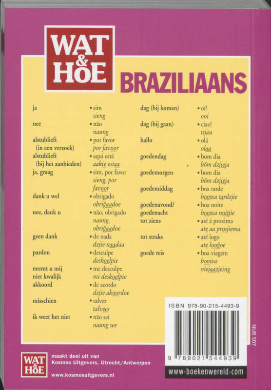 Achterkant van Wat & Hoe taalgids Braziliaans