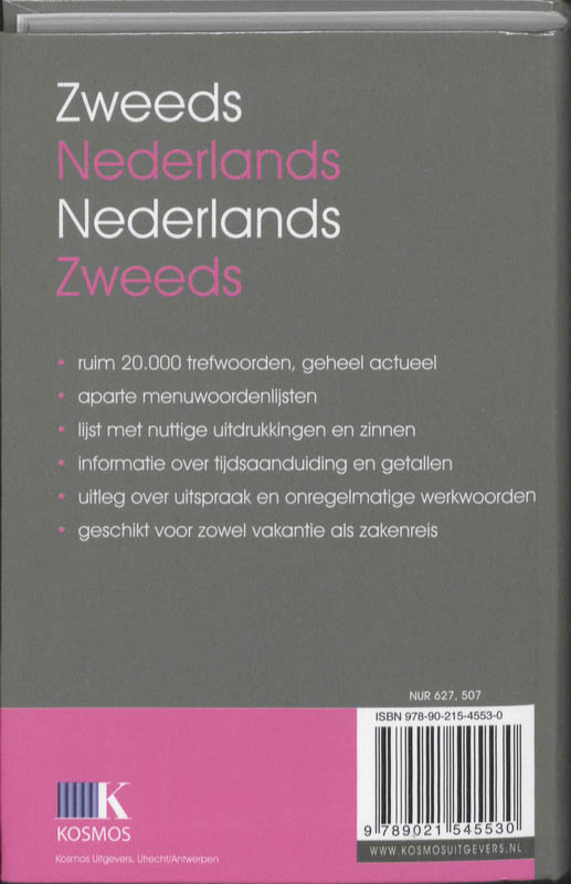 Achterkant van Zweeds - Nederlands / Nederlands - Zweeds
