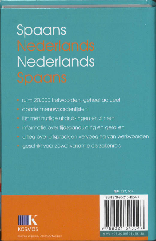 Achterkant van Spaans - Nederlands / Nederlands - Spaans