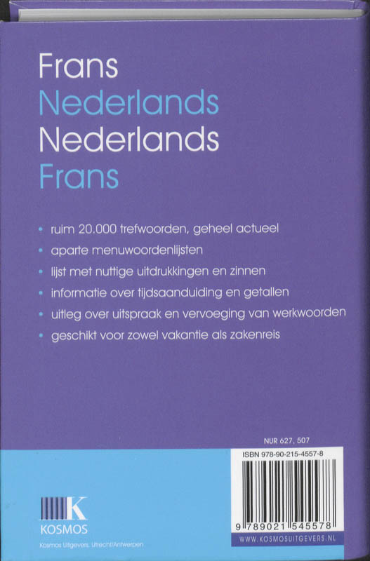 Achterkant van Frans- Nederlands / Nederlands- Frans