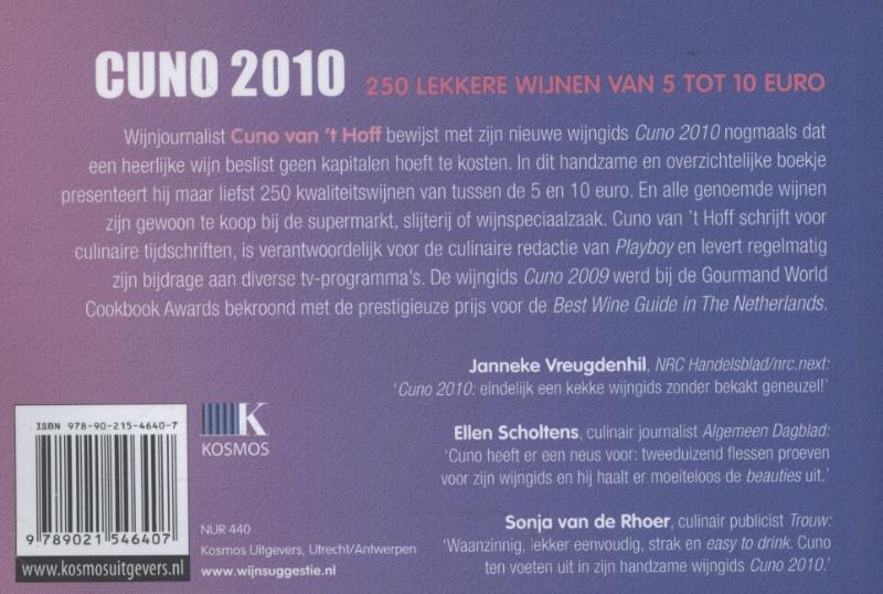 Achterkant van Cuno wijngids 2010