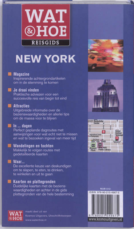 Achterkant van Wat en Hoe reisgids New York