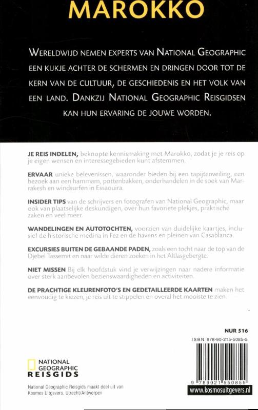 Achterkant van National Geographic reisgids Marokko