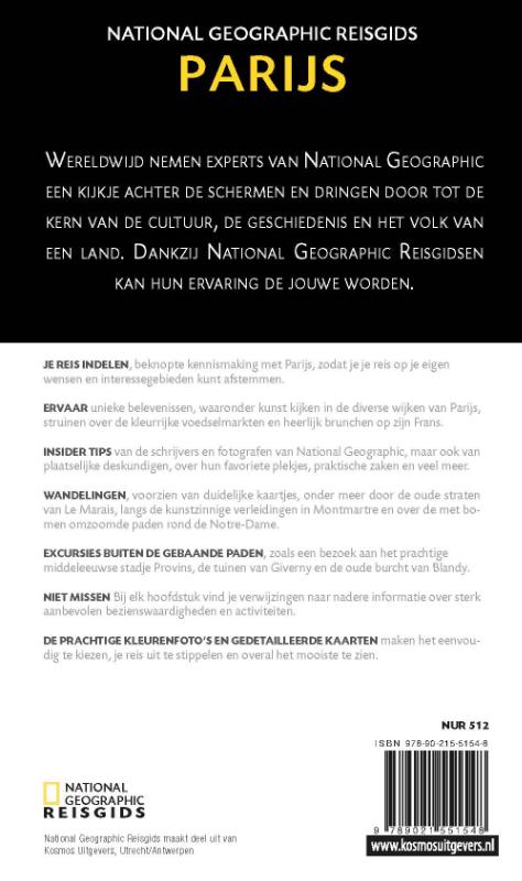 Achterkant van National Geographic reisgids Parijs