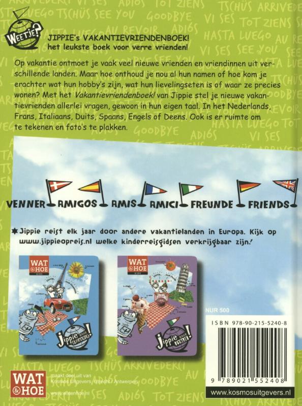 Achterkant van Vakantievriendenboek