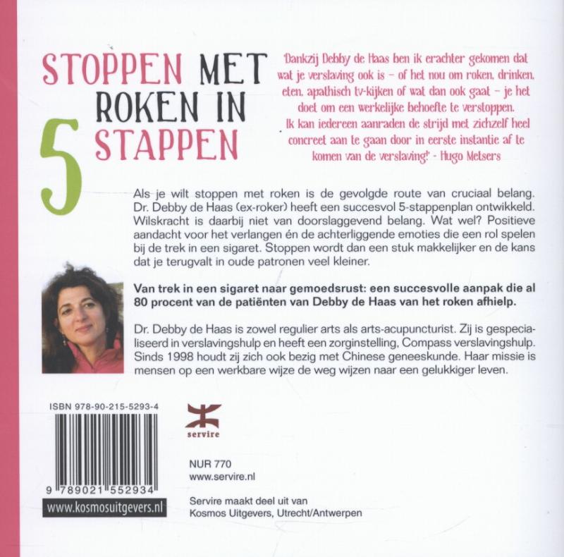 Achterkant van Stoppen met roken in 5 stappen