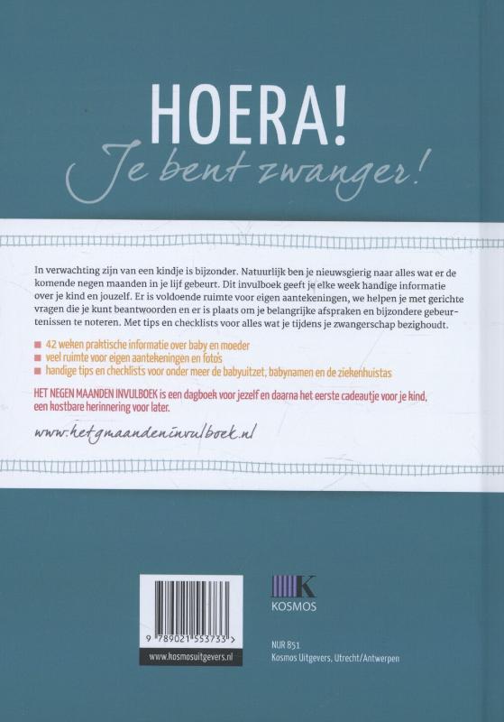 Achterkant van Het negen maanden invulboek