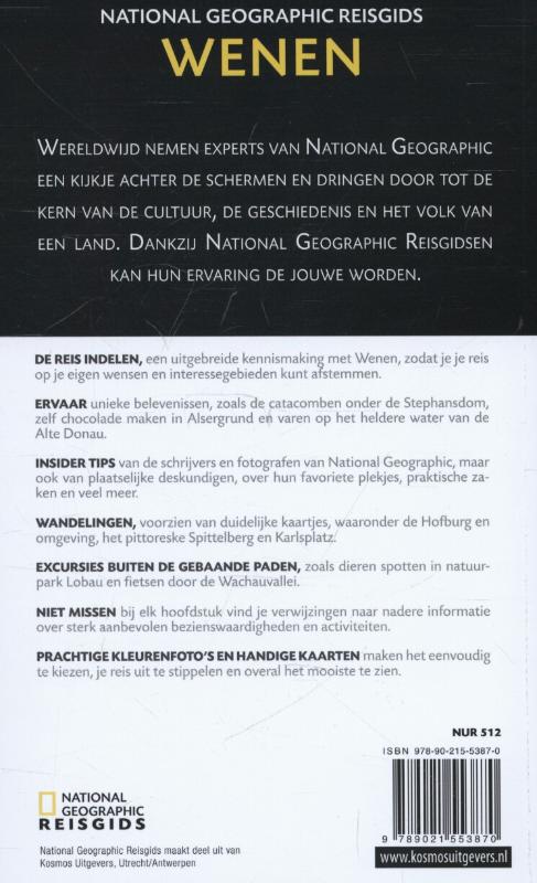 Achterkant van National Geographic reisgids Wenen