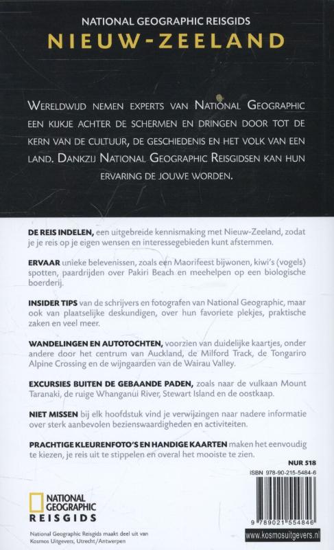 Achterkant van National Geographic Reisgids Nieuw-Zeeland
