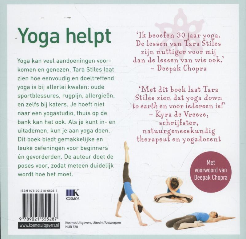 Achterkant van Yoga helpt