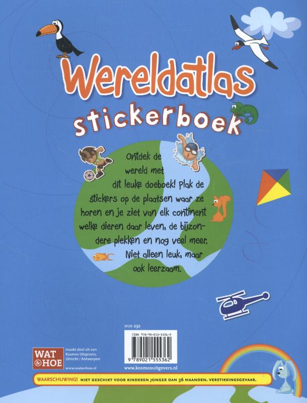 Achterkant van Wereldatlas stickerboek