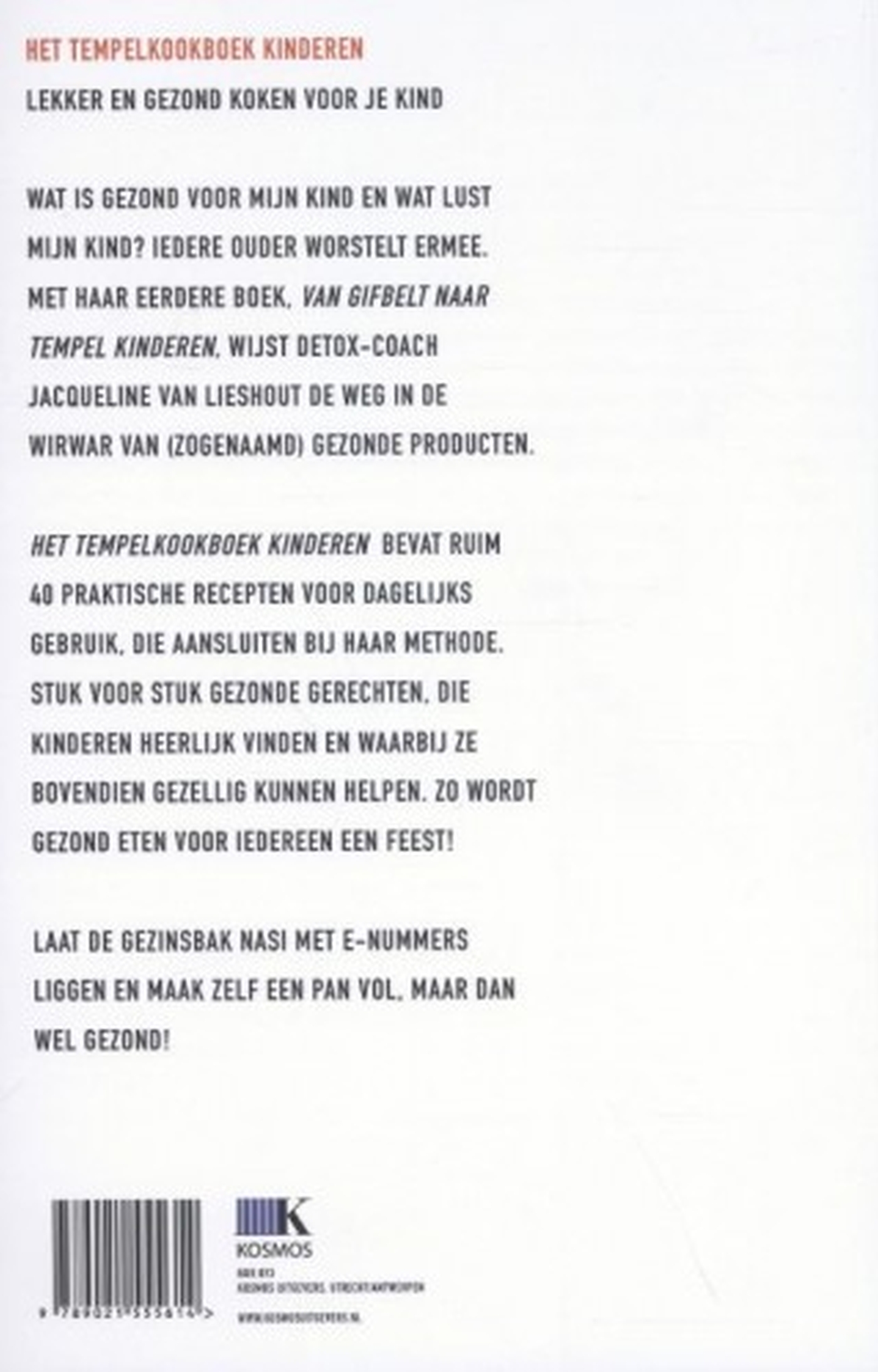 Achterkant van Het Tempelkookboek - kinderen