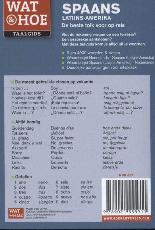 Achterkant van Wat & Hoe Taalgids Spaans Latijns-Amerika