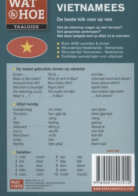 Achterkant van Wat & Hoe Taalgids Vietnamees