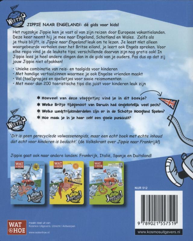 Achterkant van Jippie naar Engeland!