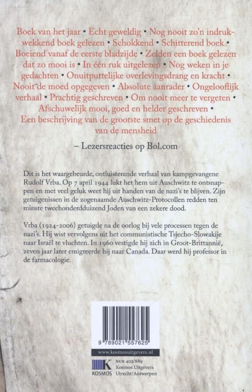 Achterkant van Ik ontsnapte uit Auschwitz