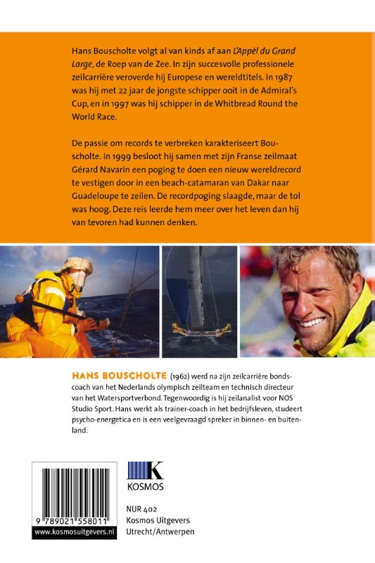 Achterkant van Overleven op een catamaran